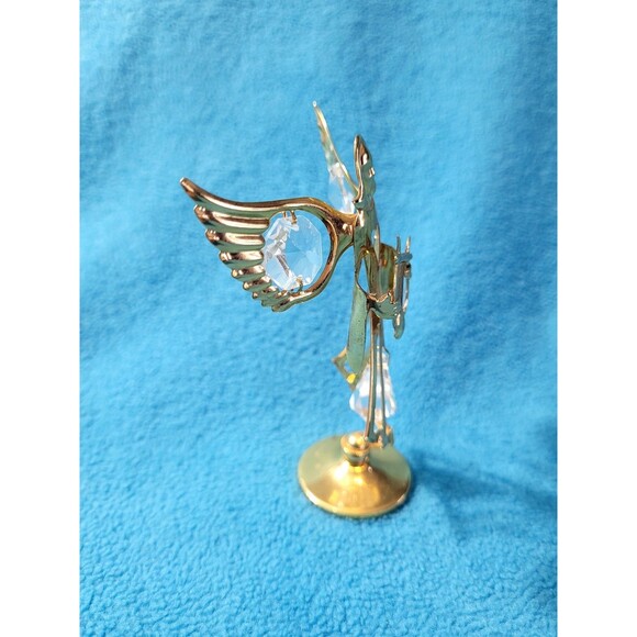 Vintage 1996 Austrian Crystal Angel w/Harp 24k Gold Plated Mascot Int'l - Picture 2 of 11